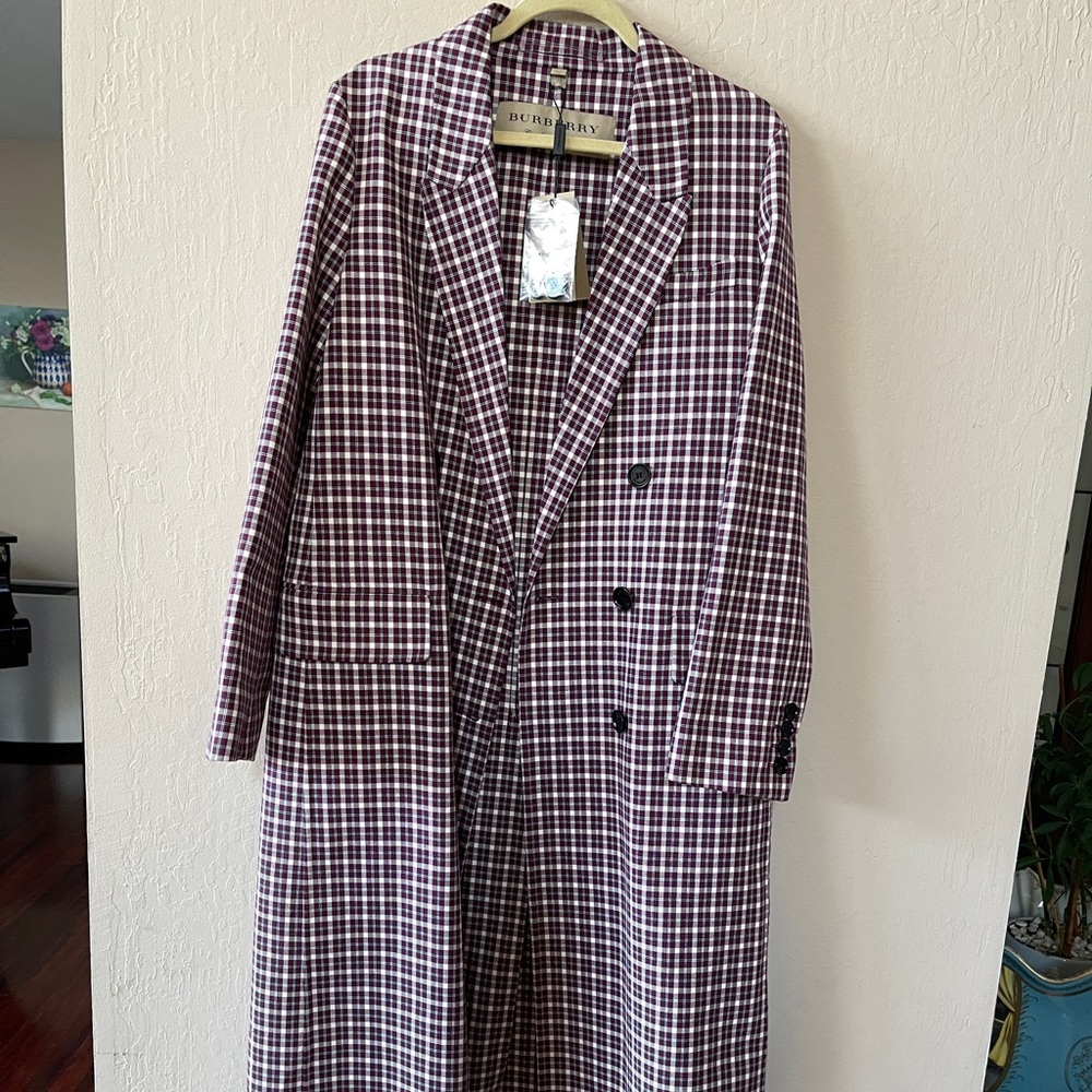 Burberry Ladies Checked Cotton-Blend Coat Size 6 (US Size 8）
